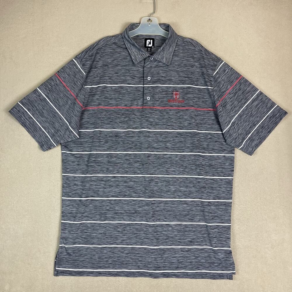 FootJoy Polo Shirt Mens XL Gray Striped‎ Performance Golf Regular Fit Stretch